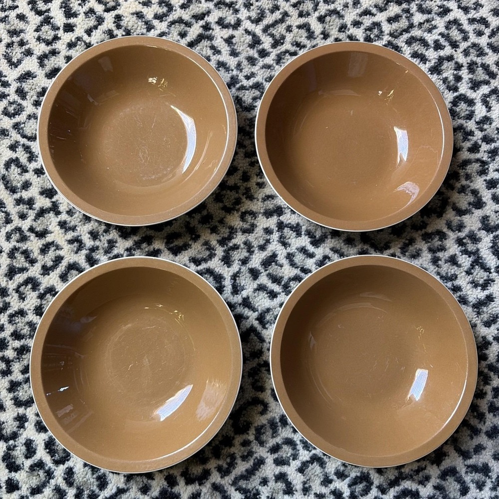 4 Mikasa Cera Stone Soup Cereal Salad Bowl Mocha Brown 3999 Japan 6-1/2" VTG
